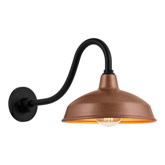 Hampton Bay Easton 11 in. Copper Barn Outdoor Wall Lantern Sconce w/ Steel Shade