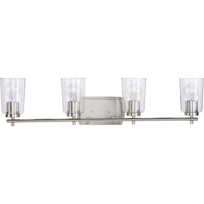 Progress Lighting Adley 4-Light Brushed Nickel Clear Glass Bathroom Vanity Light