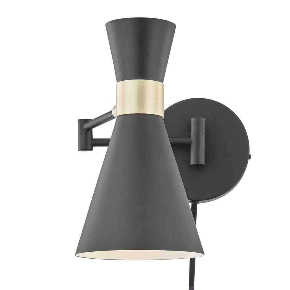 Light Society Beaker Plug-In Black Wall Sconce