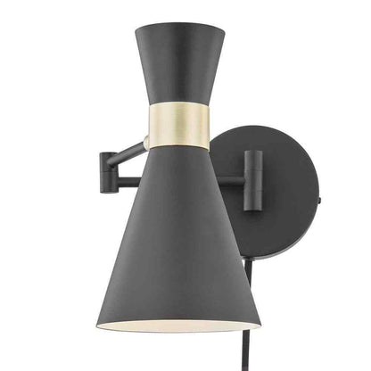 Light Society Beaker Plug-In Black Wall Sconce