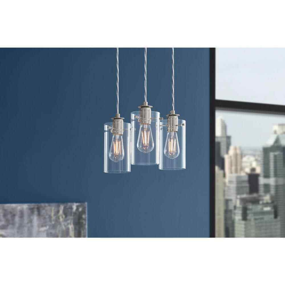 Hampton Bay Regan Brushed Kitchen Pendant Light w/ Glass Shades