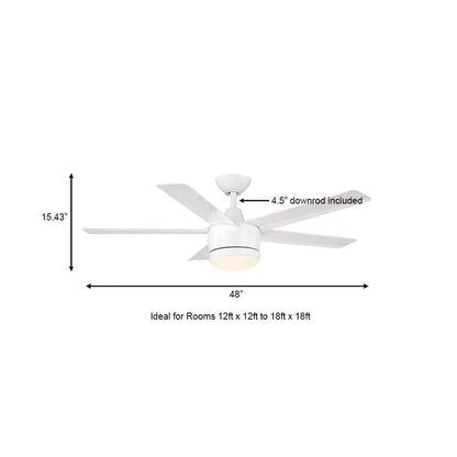 Home Decorators Merwry 48 in. LED Indoor White Ceiling Fan w/ Light Kit + Remote