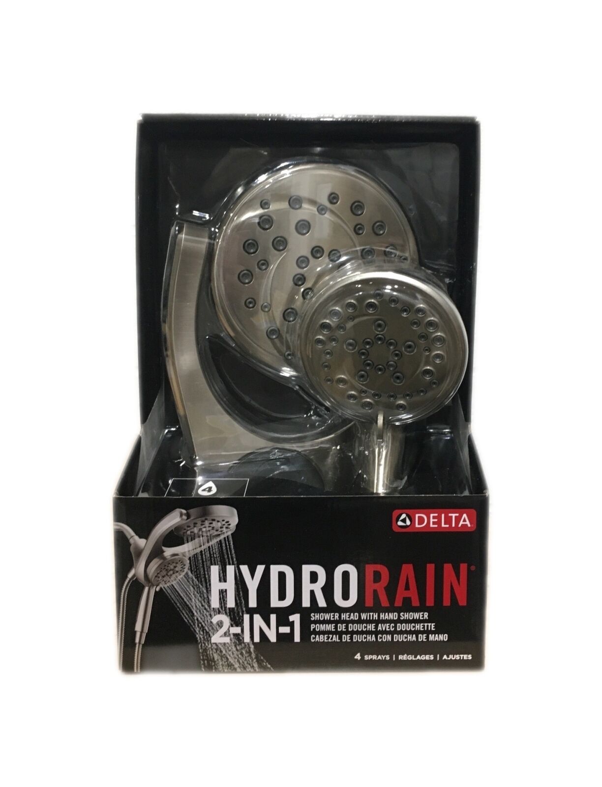 Delta HydroRain Two-in-One 4-Spray Patterns 6 in. Wall Mount Dual Shower Heads