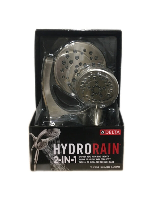 Delta HydroRain Two-in-One 4-Spray Patterns 6 in. Wall Mount Dual Shower Heads