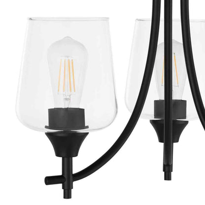 Hampton Bay Pavlen 18 in. 3-Light Black Chandelier with Clear Glass Shades