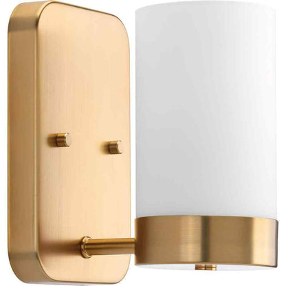 Progress Lighting Elevate 1-Light Brushed Bronze Etched White Glass Vanity Light