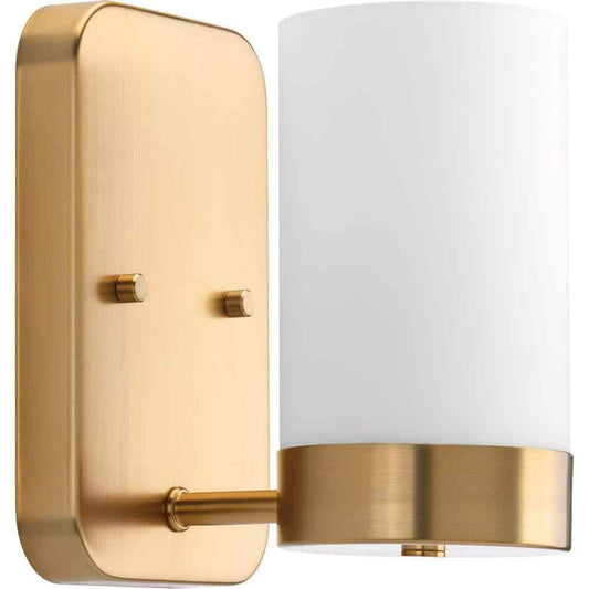 Progress Lighting Elevate 1-Light Brushed Bronze Etched White Glass Vanity Light
