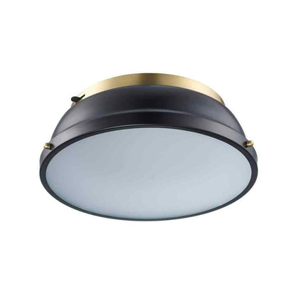 Hampton Bay Taspen 14 in. Black and Antique Brass LED Flush Mount Ceiling Light