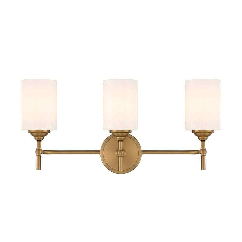 Home Decorators Ayelen Matte Brass Bathroom Vanity Light w/ Opal White Glass