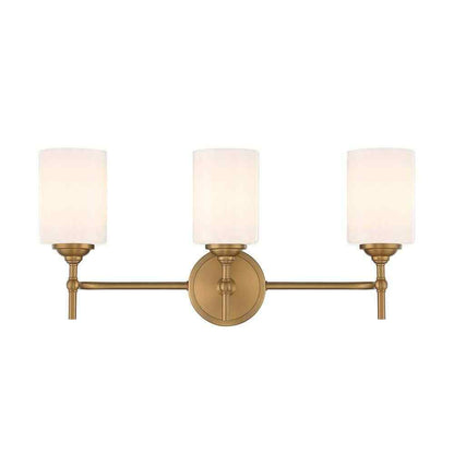 Home Decorators Ayelen Matte Brass Bathroom Vanity Light w/ Opal White Glass
