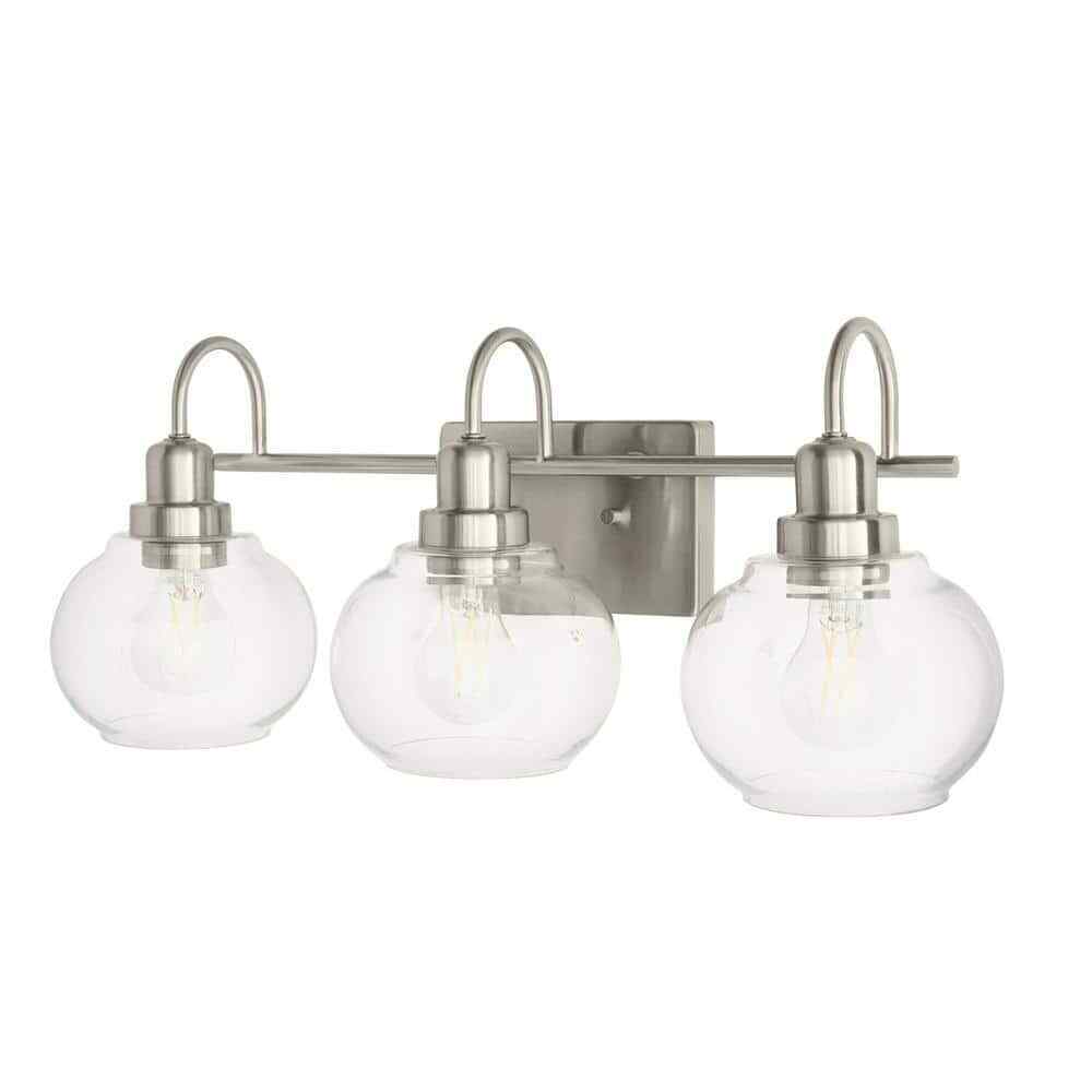 Home Decorators Halyn 23 in. 3-Light Brushed Nickel Bathroom Vanity Light