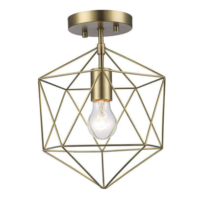 Hampton Bay Winfield 9.5 in. 1-Light Gold Semi-Flush Mount Ceiling Light Fixture