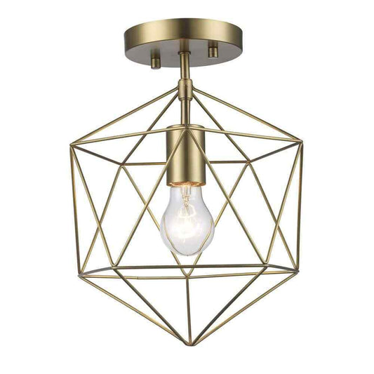 Hampton Bay Winfield 9.5 in. 1-Light Gold Semi-Flush Mount Ceiling Light Fixture