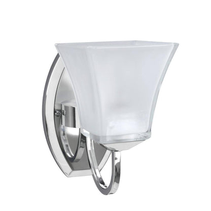 Aspen Creative Corporation 1-Light Chrome Vanity Light with Frosted Glass Shade