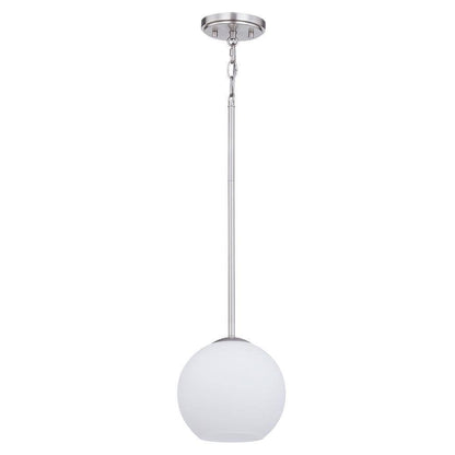 Home Decorators Vista Heights 1-Light Brushed Nickel Globe Pendant w/ Opal White
