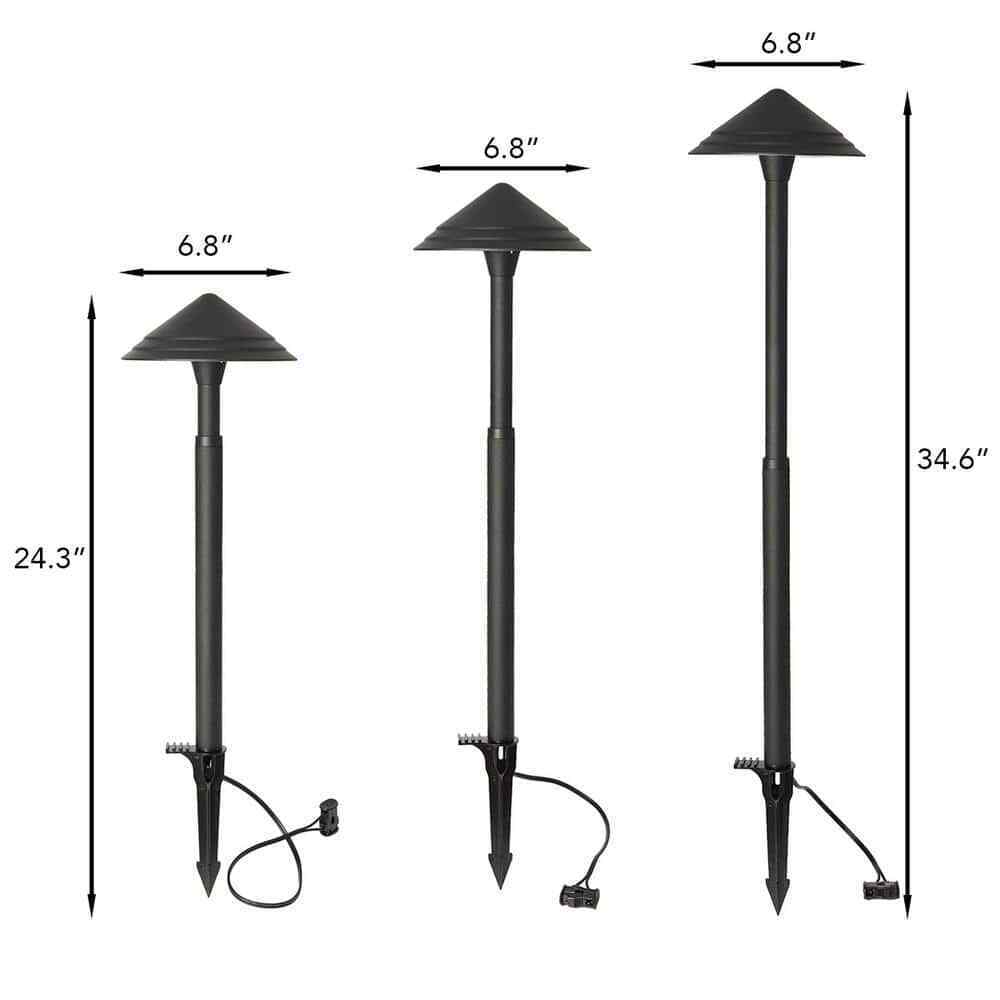 Hampton Bay Low Voltage Black Outdoor LED Path Light w/ Adjustable Post Height
