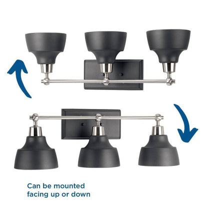 Progress Lighting Bramlett 3-Light Brushed Nickel Matte Black Metal Shade Light