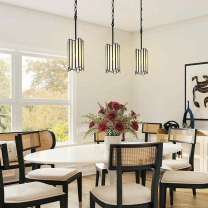 LNC 1-Light Painted Black Island Chandelier Drum Mini Pendant Ceiling Light