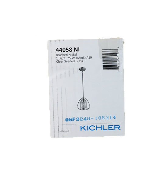 KICHLER Tuscany Brushed Nickel Farmhouse Kitchen Mini Pendant Hanging Light