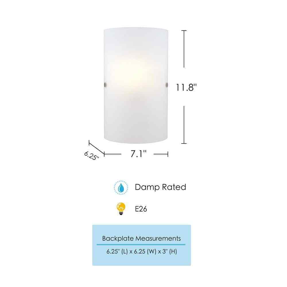 Eglo Troy 3 3 in. W x 11.8 in. H 1-Light Matte Nickel Wall Sconce w/ Glass Shade