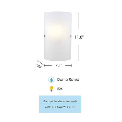 Eglo Troy 3 3 in. W x 11.8 in. H 1-Light Matte Nickel Wall Sconce w/ Glass Shade