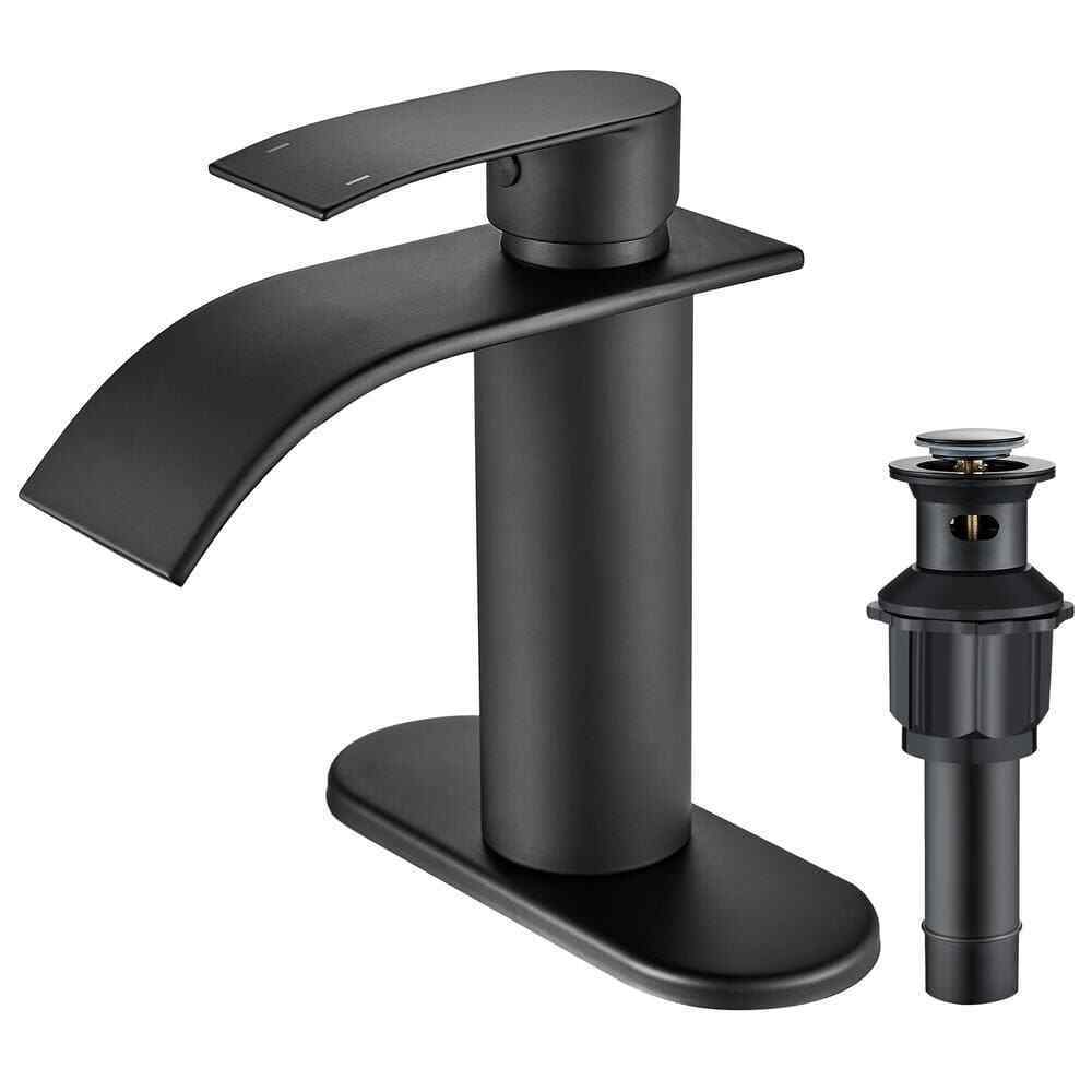 androme Single Hole Handle Waterfall Bathroom Faucet Bathroom Sink Faucet Black