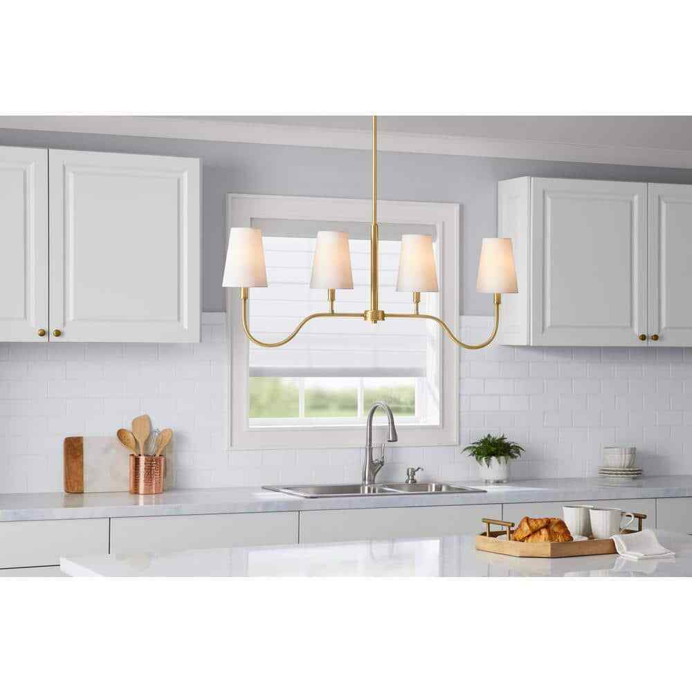 Hampton Bay Vernon Hills 4-Light Antique Brass Island Pendant Light