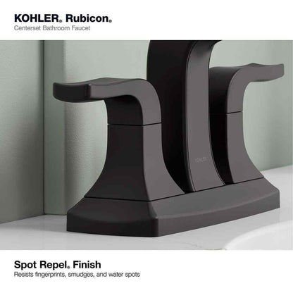 KOHLER Rubicon 4 in. Centerset Double Handle Bathroom Faucet in Matte Black