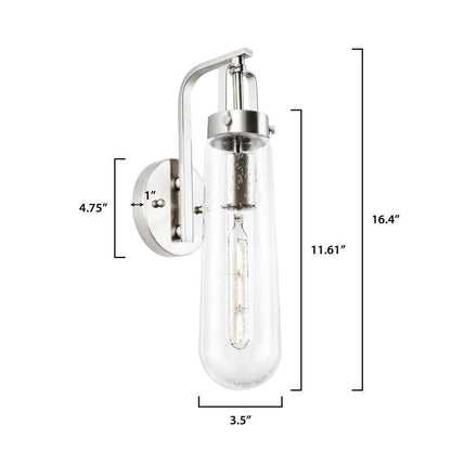 Light Society Tahoe 4.75 in. Satin Nickel Wall Sconce with Seeded Glass Shade