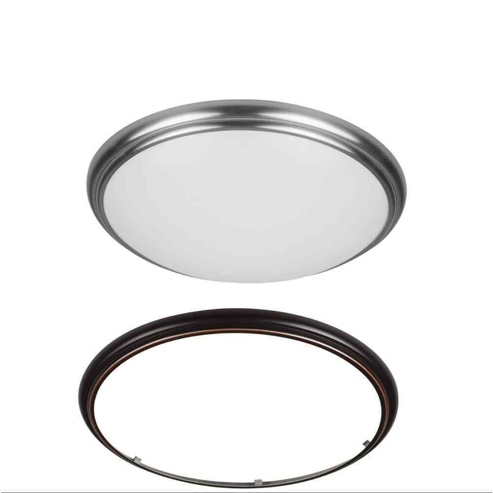 Commercial Electric 12" Light Brushed Nickel and Oil-Rubbed Bronze Flush Mount