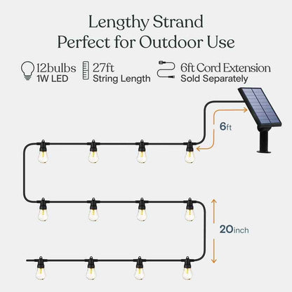 Brightech Ambience Pro 12-Light 27 ft. Outdoor Solar LED Edison String-Light