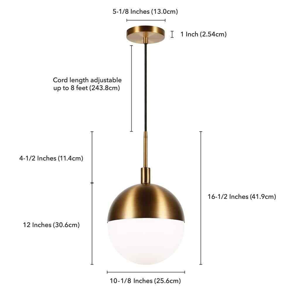 Meyer&Cross Orb 1-Light Large Globe Brass and Frosted Glass Pendant PD0333