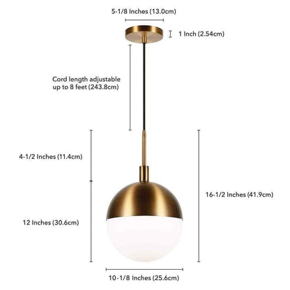 Meyer&Cross Orb 1-Light Large Globe Brass and Frosted Glass Pendant PD0333