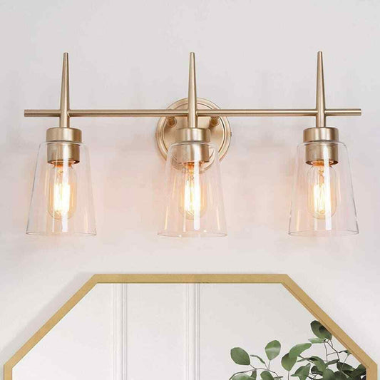 Uolfin Gold Bathroom Vanity Light Dule 3-Light Modern Bell Brass Light Bar