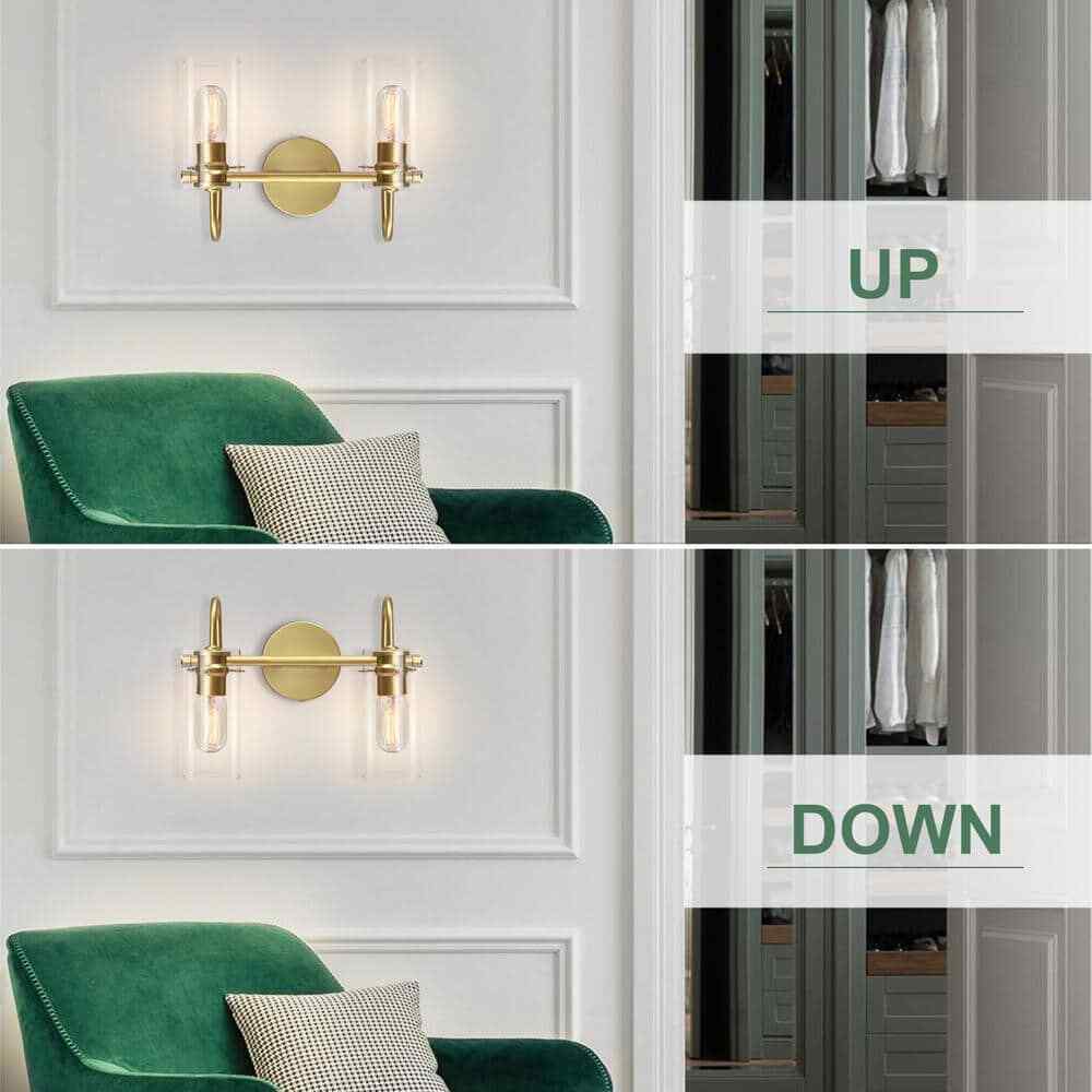 EDISLIVE Paquette 14 in. 2-Light Gold Modern Vanity Light Fixture