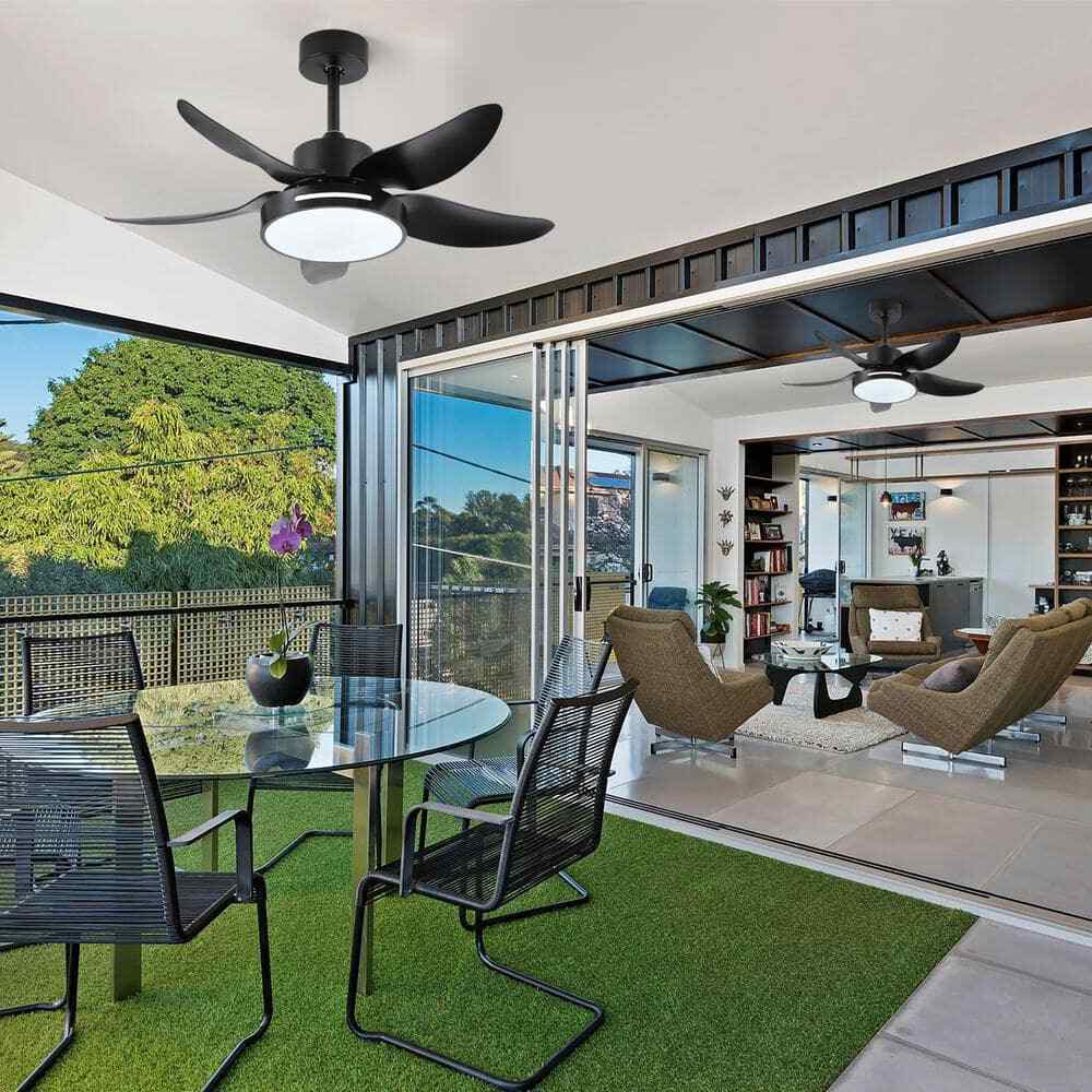 HKMGT 37.8 in. 5-Blade Smart Black Ceiling Fan w/ LED Light and Remote Control