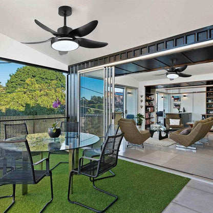 HKMGT 37.8 in. 5-Blade Smart Black Ceiling Fan w/ LED Light and Remote Control
