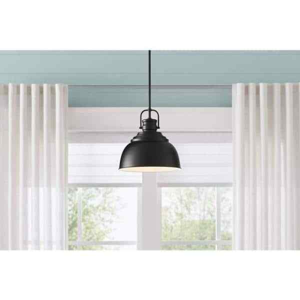 Home Decorators Collection Shelston 13 in. Black Farmhouse Pendant Light Fixture