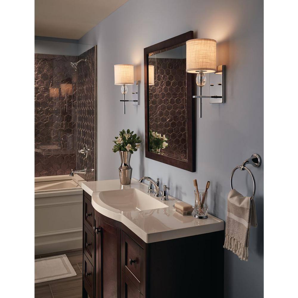 Progress Lighting Status Polished Chrome Fabric Shade Coastal Bath Vanity Light