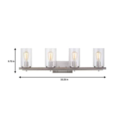 Hampton Bay Boswell Quarter 33 in. 4-Light Brushed Nickel Farmhouse Vanity Light