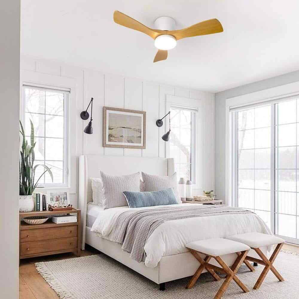 TOZING 36 in. LED Indoor Smart Dimmable Flush Ceiling Fan w/ Light and Remote