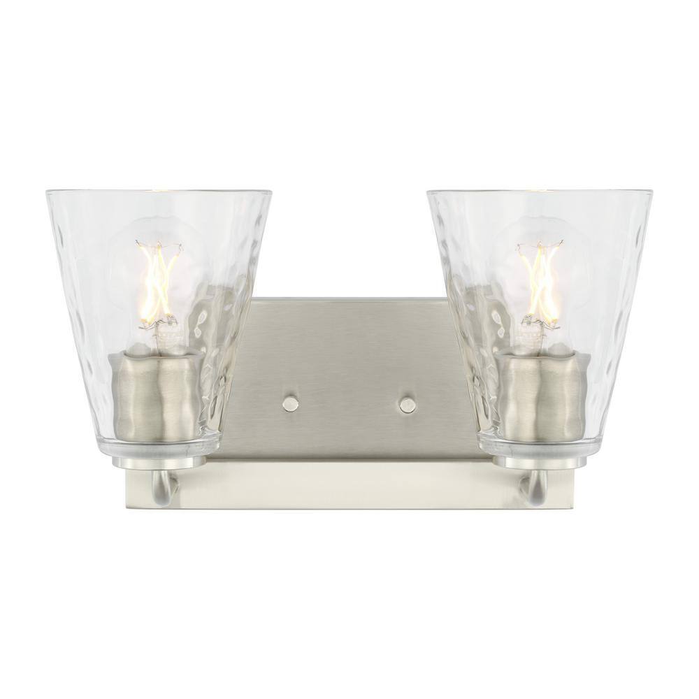 Home Decorators Westbrook 2-Light Brushed Nickel Modern Bathroom Vanity Light