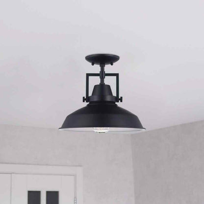 Hampton Bay Wilhelm 12 in. 1-Light Black Semi-Flush Mount DC-C4927-12 BK