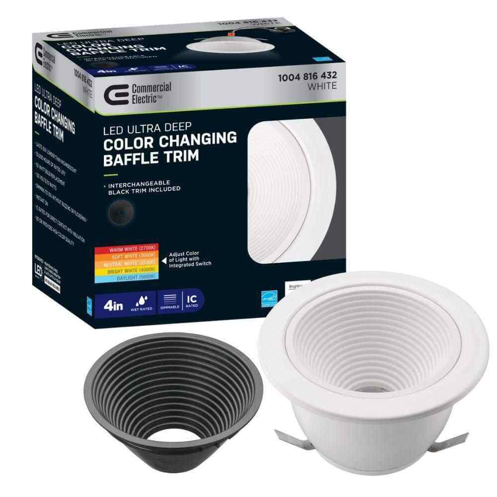 Commercial Electric 4 in. Selectable CCT Recessed Light Trim Dimmable Wet Rated