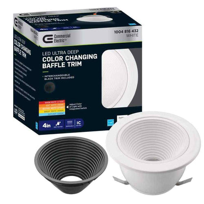 Commercial Electric 4 in. Selectable CCT Recessed Light Trim Dimmable Wet Rated