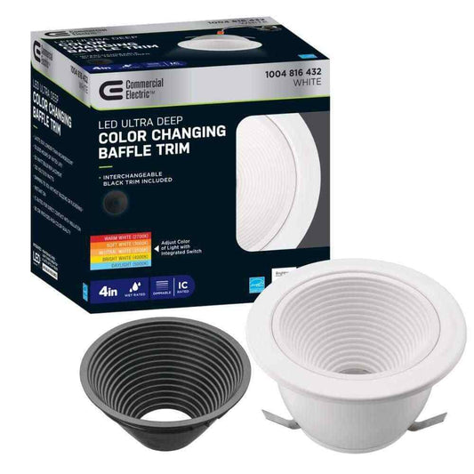 Commercial Electric 4 in. Selectable CCT Recessed Light Trim Dimmable Wet Rated