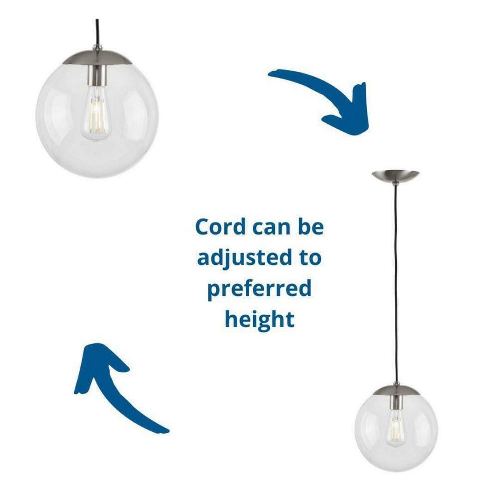 Progress Lighting Atwell Brushed Nickel Clear Glass Globe Pendant Hanging Light