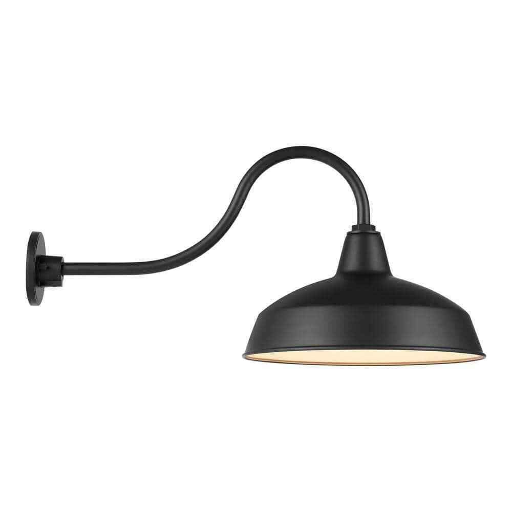 Hampton Bay Easton 1-Light Matte Black Barn Outdoor Wall Lantern Sconce