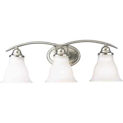Progress Lighting Trinity 3-Light Brushed Nickel Glass Traditional Bath Vanity