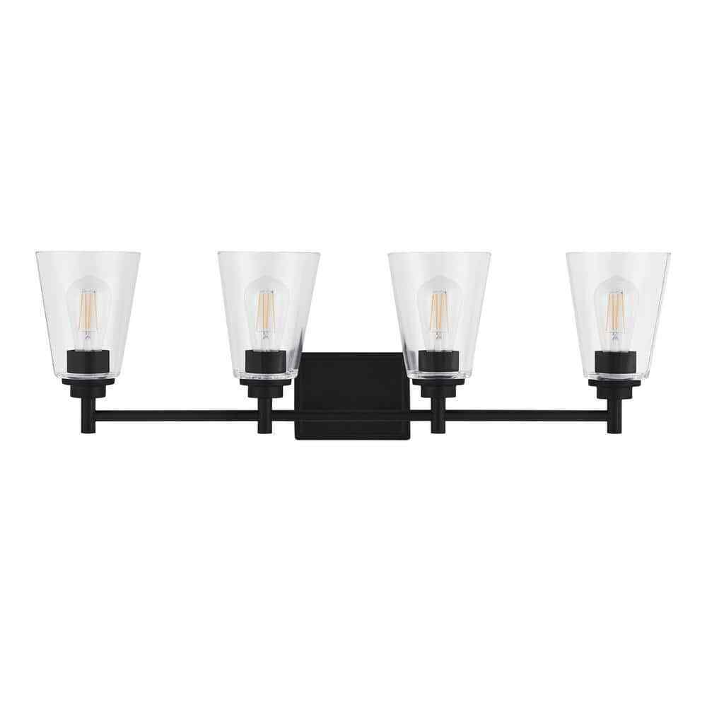 Hampton Bay Wakefield 31 in. 4-Light Matte Black Bath Vanity Light HB3682-43